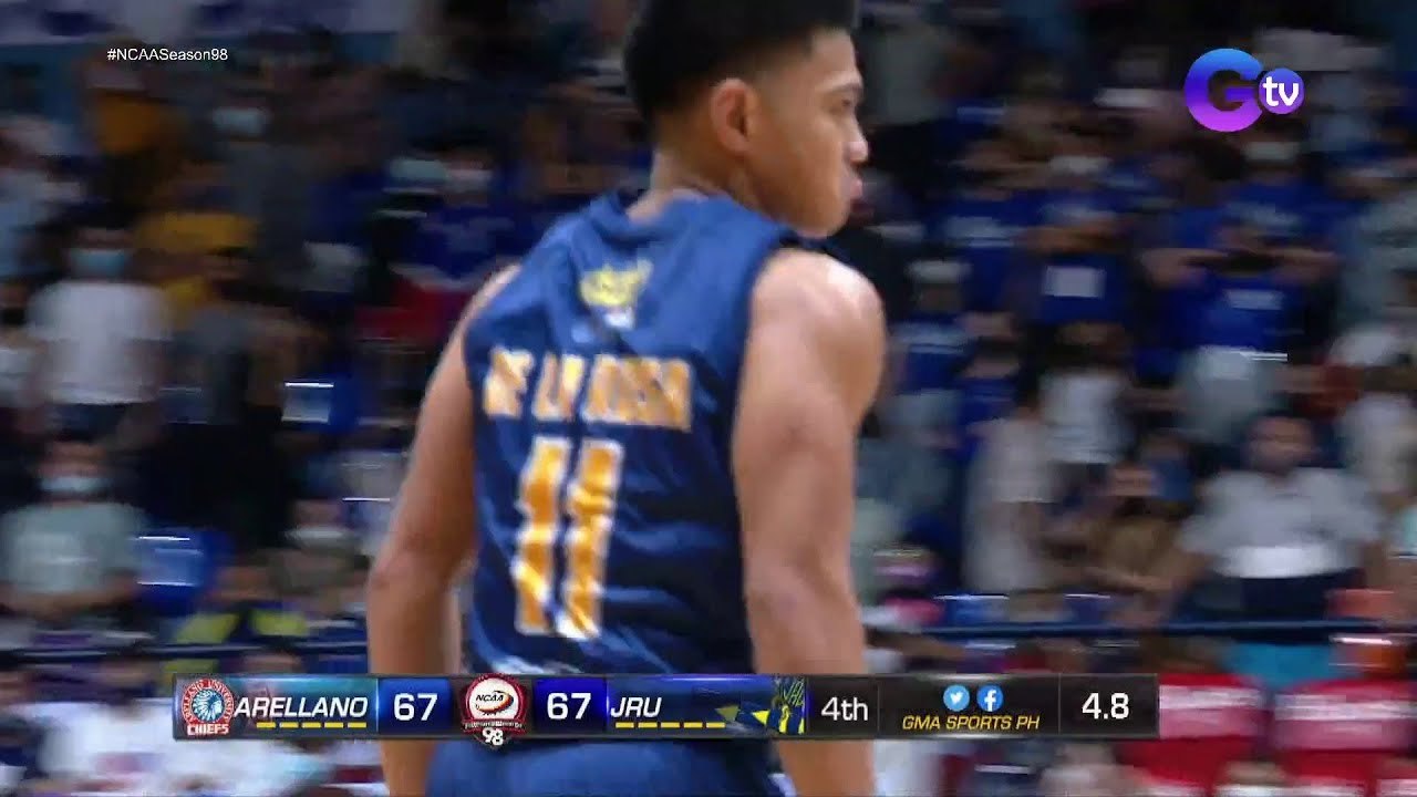 NCAA Season 98 _ Ry dela Rosa triple which gave JRU the lead over Arellano with 4.8 secs left