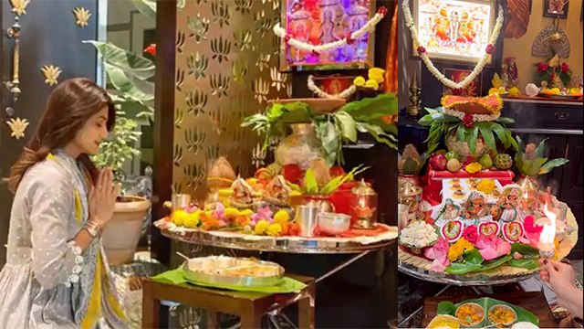 Shilpa Shetty Shardiya Navratri Puja Viral, घर के Mandir में सजाई Maa Durga मूर्ति | *Entertainment