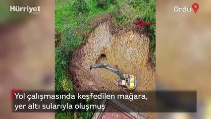 Ordu'da yol çalışmasında mağara bulundu