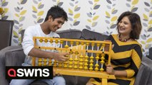 A kid who was struggling at school is now a maths genius after his mum taught him to use an ABACUS - which she says can help today's children