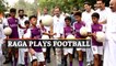 Rahul Gandhi plays football with kids during Congress’ Bharat Jodo Yatra in Palakkad, Kerala