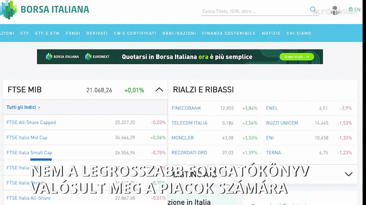Nyugodt hangulat az olasz tőzsdén