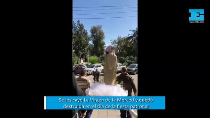 Se les cayó La Virgen de la Merced y quedó destruida en el día de la fiesta patronal