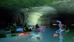 This Glass-Bottomed Kayak Tour Through an Abandoned Mine in Kentucky Brings You to an Underground Waterfall