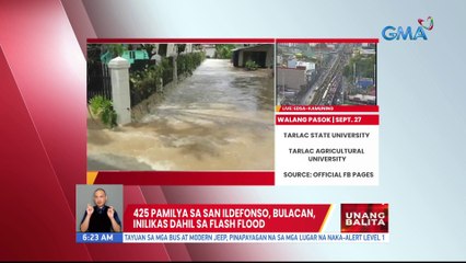 425 pamilya sa San Ildefonso, Bulacan, inilikas dahil sa flash flood | UB