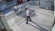 (Vídeo) Câmera flagra homem fugindo de atropelamento em cima de calçada