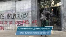 Anarquistas se filtran en marcha por los 43 de Ayotzinapa y realizan actos vandálicos