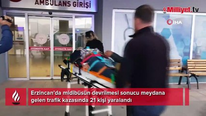 Erzincan’da midibüs devrildi: 21 yaralı