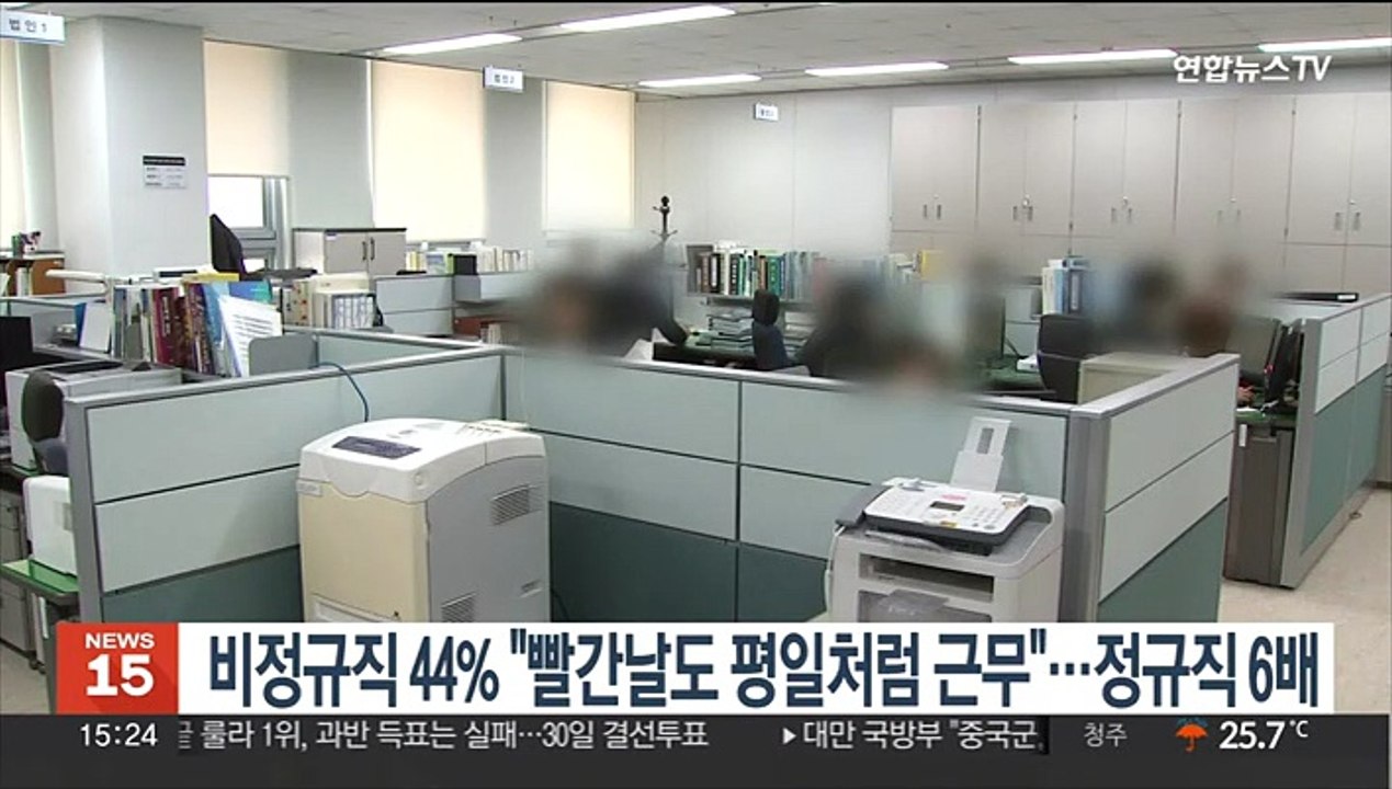 비정규직 44% "빨간날도 평일처럼 근무"…정규직 6배
