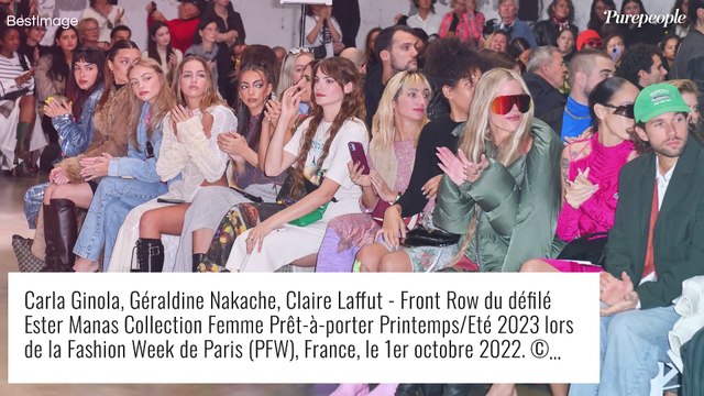Géraldine Nakache telle une oeuvre d'art, Carla Ginola en transparence au défilé Ester Manas