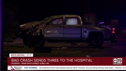 Man, teen and child taken to hospital after crash