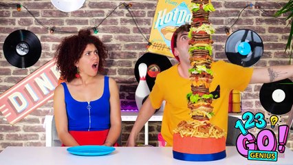 100 LAYERS OF FOOD CHALLENGE Giant VS Tiny Food! Food Hacks And Tricks by 123 GO! Genius