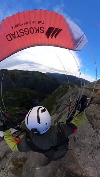 Paragliding through a rarely-explored ravine in Norway *30 seconds of steep fun!*
