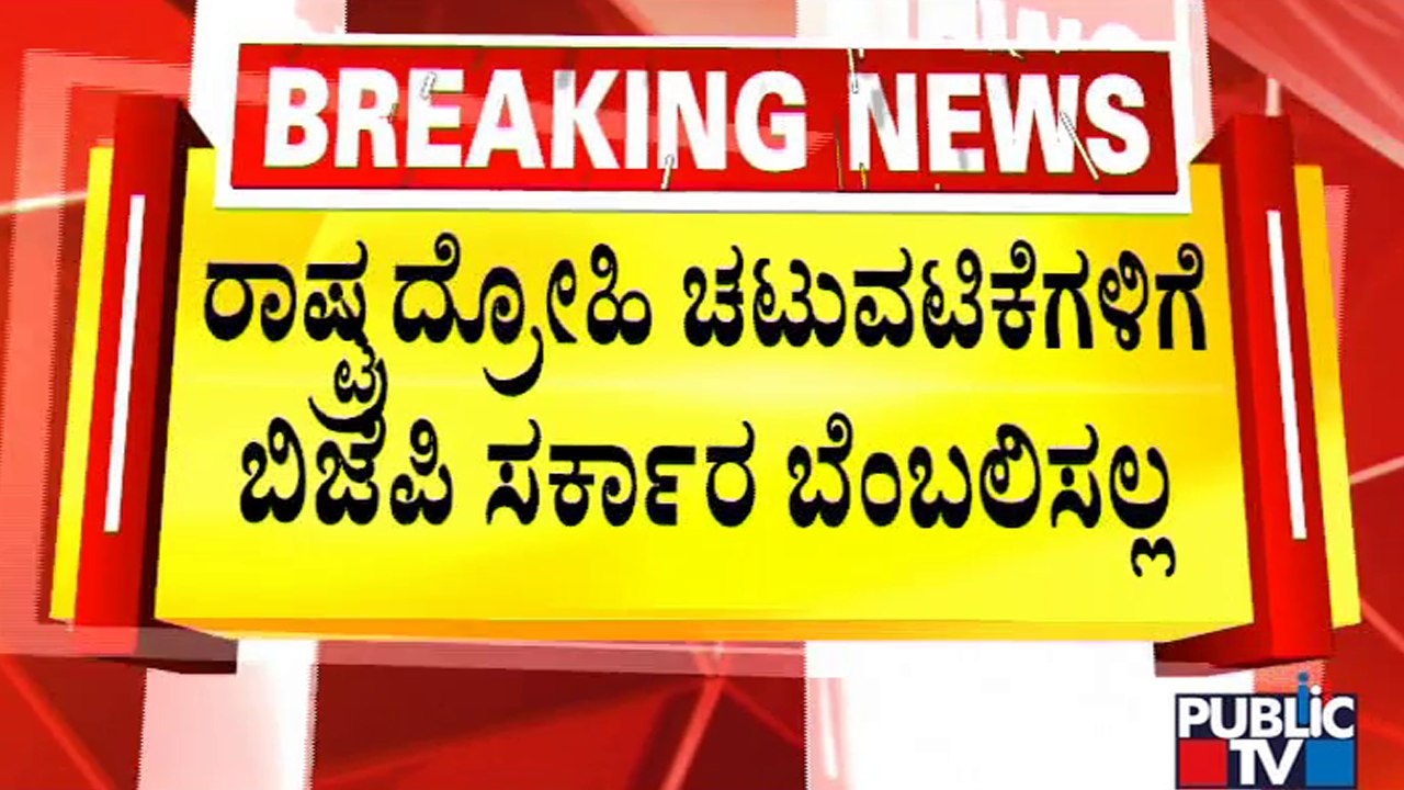 BJP Government Will Not Support Anti-national Activities, Says KS Eshwarappa | Public TV