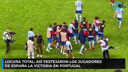 Locura total: así festejaron los jugadores de España la victoria en Portugal