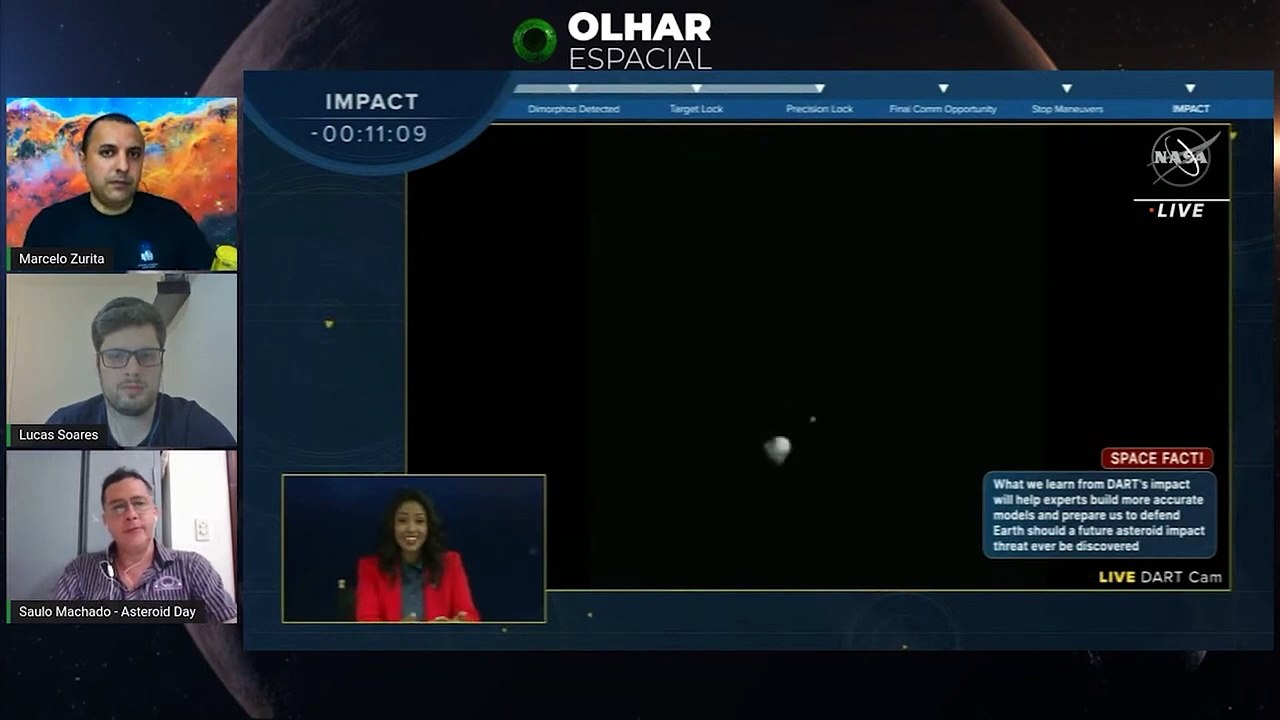DART: telescópios registram imagens do impacto da nave com asteroide