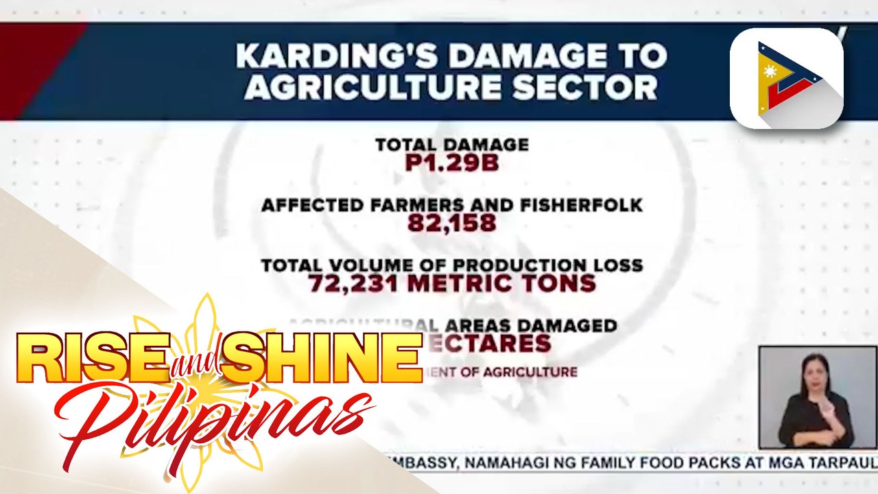 Halaga ng pinsalang iniwan ng Bagyong #KardingPH sa sektor ng agrikultura, umabot na sa P1.29-B