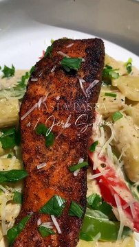 Jerk Salmon Rasta Pasta - Everyday Cooking Recipes #EverydayCookingRecipes