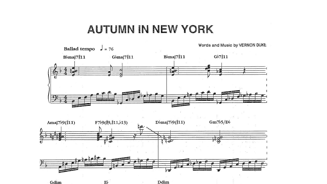 Bud Powell - Autumn in New York (Jazz piano transcription)