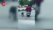 Bağcilar'da motosikletin yaninda köpeği koşturan şüpheliye ceza