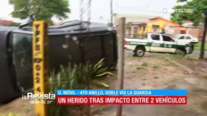 Santa Cruz: Vagoneta termina volcada tras ser impactada por otro vehículo