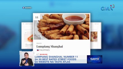 Lumpiang Shanghai, no. 11 sa 50 Best Rated Street Foods sa website na Taste Atlas | Saksi
