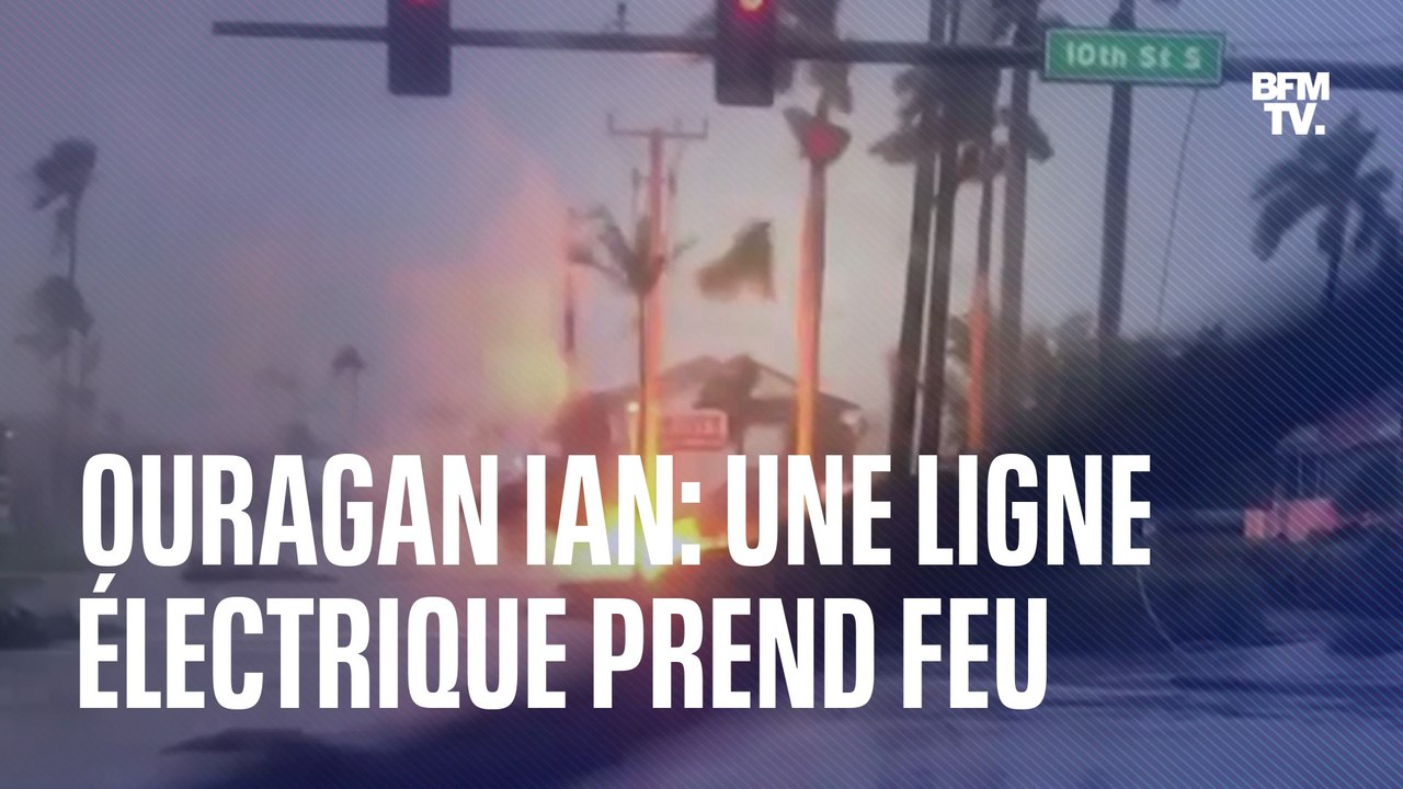 Floride: une ligne à haute tension chute et prend feu au passage de l'ouragan Ian