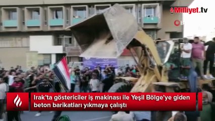 Irak’ta Yeşil Bölge yakınlarında iş makinalı protesto