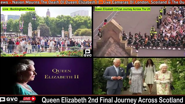 Royal Standard Raised At Buckingham Palace, Signaling King Charles III Is In Residence. Live Views