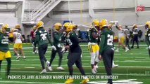Packers CB Jaire Alexander Warms Up Before Practice on Wednesday