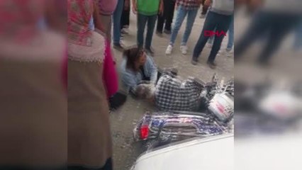 KAZADA DİLİ BOĞAZINA KAÇAN MOTOSİKLETLİYE HAYAT KURTARAN MÜDAHALE