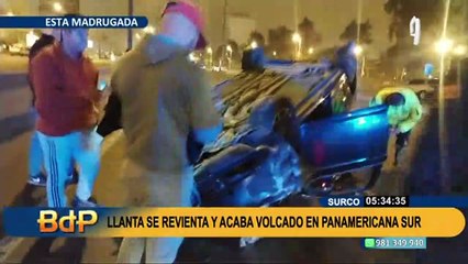 Auto vuelca tras despistarse en la Panamericana Sur