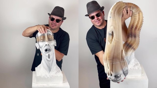 Famous artist makes viewers go awe-struck by showcasing his baffling stretchable sculpture