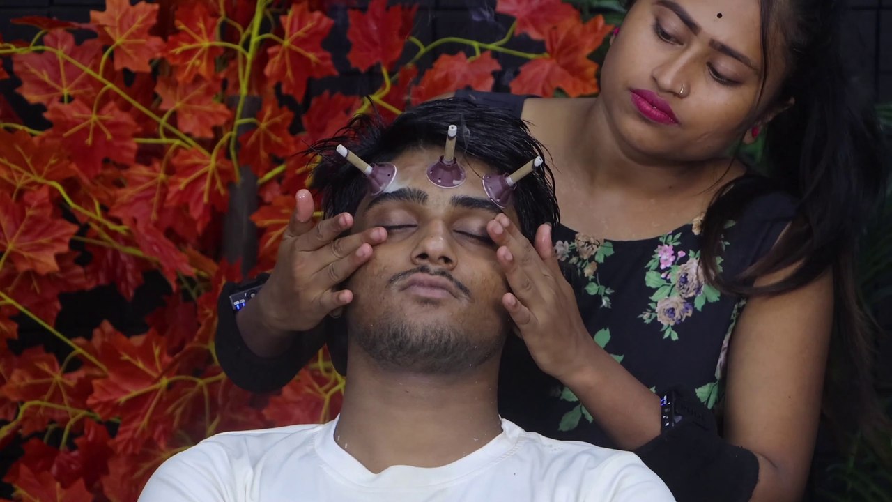 Young Girl Gives A Relaxing Head Massage | Indian Barber Girl  | 4K