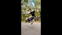 Skater Spins Longboard After Jumping Off it