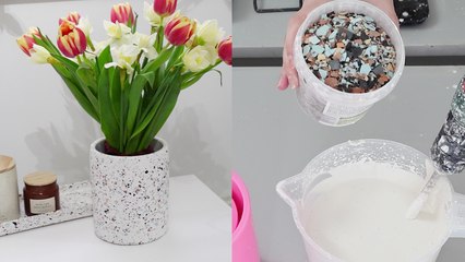 Creative terrazzo artist makes a 'Utensil Holder' that also works as a flower vase