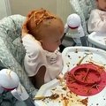 Mom leaves room for one minute, finds baby completely covered in spaghetti