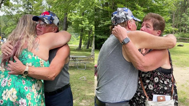 Dad gets surprised with all 4 of his daughters on his 70th birthday