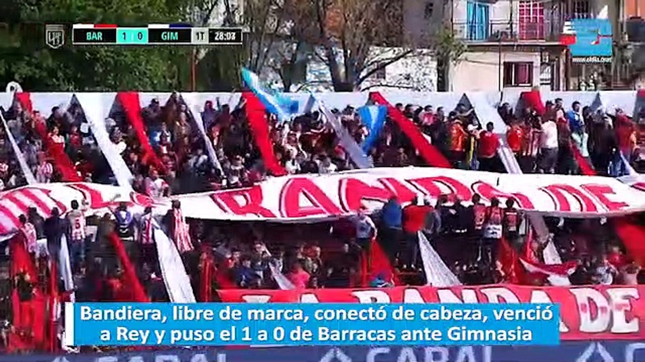 Bandiera, libre de marca, conectó de cabeza, venció a Rey y puso el 1 a 0 de Barracas ante Gimnasia