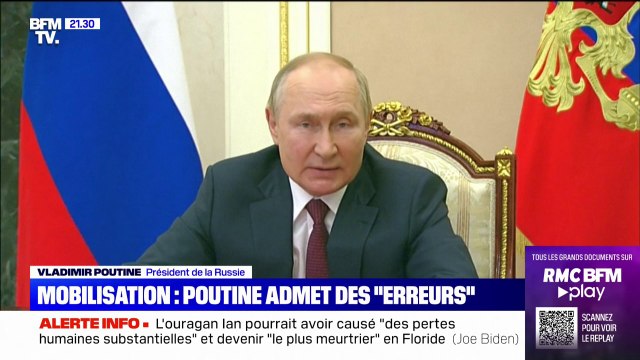 Russie: Vladimir Poutine reconnaît des erreurs dans la mobilisation des citoyens