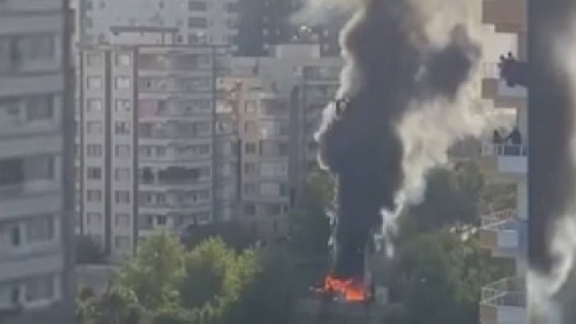 Baz istasyonunun alev topuna döndüğü anlar kamerada