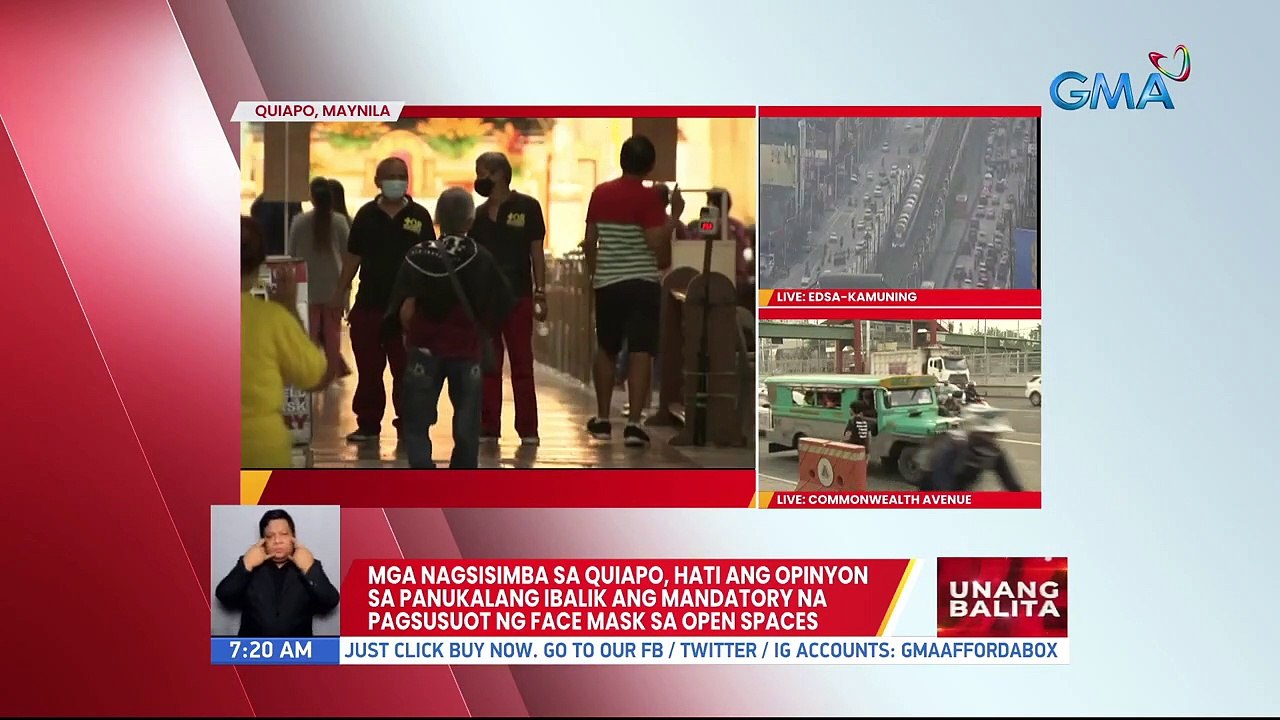 Mga nagsisimba sa Quiapo, hati ang opinyon sa panukalang ibalik ang mandatory na pagsusuot ng face mask sa open spaces | UB