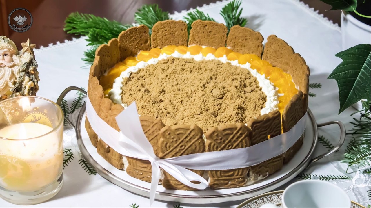 Spekulatiustorte mit mandarinen-zimt-creme (no bake)