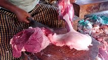 Fastest beef cutting skill by professional butcher || Beef Cutting big knife skill,   Cow leg cutting