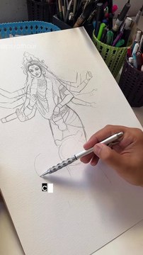 Durga puja mahalaya drawing with water colour #Navratri special Maa durga painting #shorts #creatingforindia