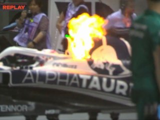 Les spectaculaires images de l'évacuation de Pierre Gasly après l'incendie de sa voiture AlphaTauri au Grand Prix de Singapour