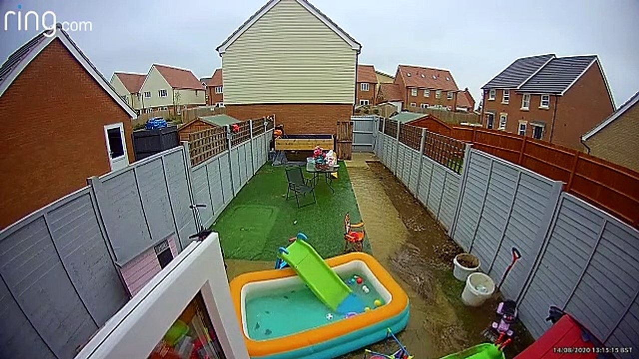 Garden Pond Bursts Causing Backyard Tsunami