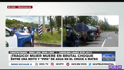 ¡Desgracia! Pasajera de moto perece embestida por “pipa” de agua en cruce a aldea Mateo