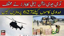 Army aviation helicopters flew 627 flights for various relief operations aimed flood victims