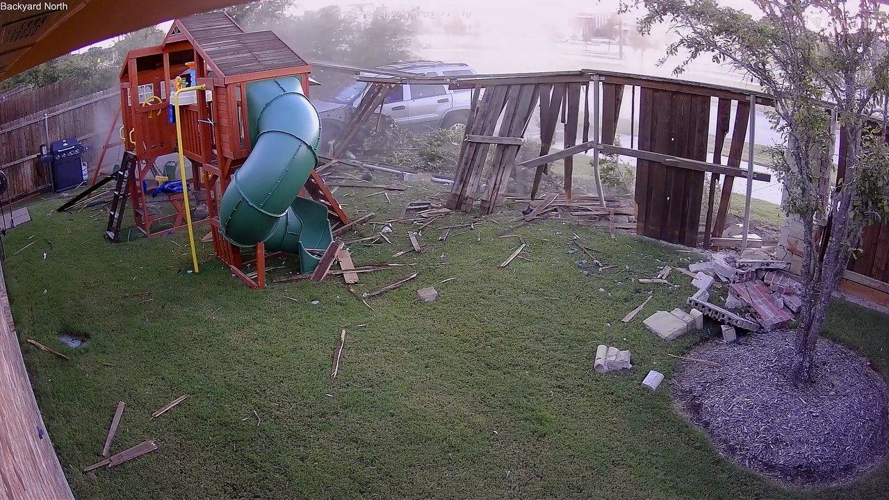 Close Call Crash Into Yard
